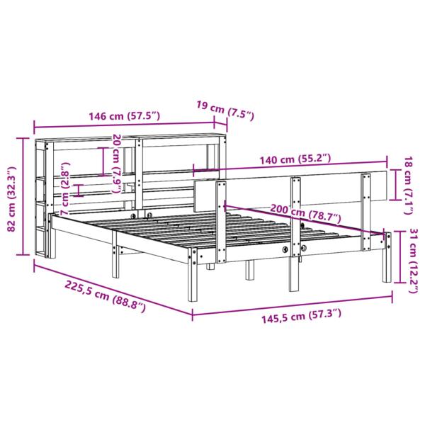 Massivholzbett ohne Matratze Weiß 140x200 cm Kiefernholz