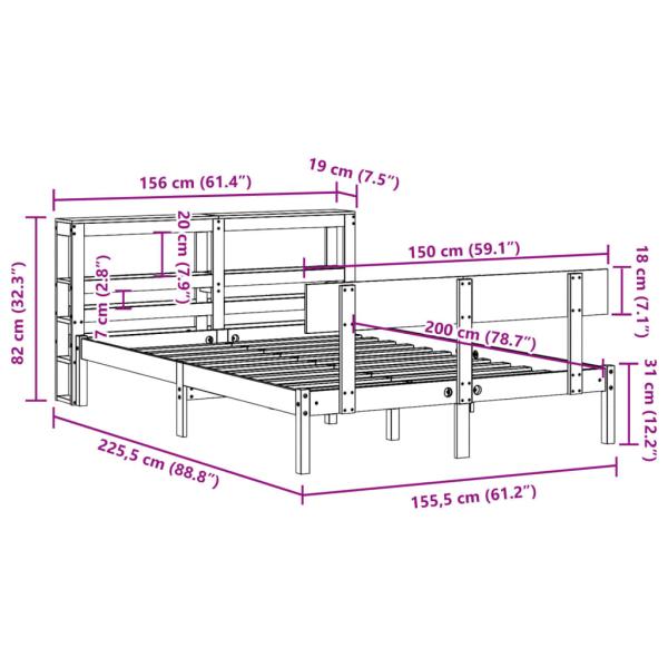 Massivholzbett ohne Matratze Weiß 150x200 cm Kiefernholz