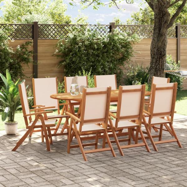 ARDEBO.de - 9-tlg. Garten-Essgruppe Massivholz Akazie und Textilene
