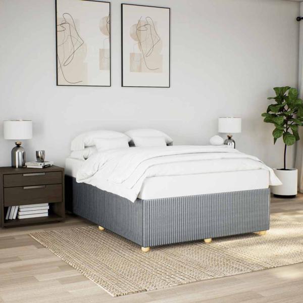 ARDEBO.de - Bettgestell ohne Matratze Hellgrau 140x200 cm Stoff