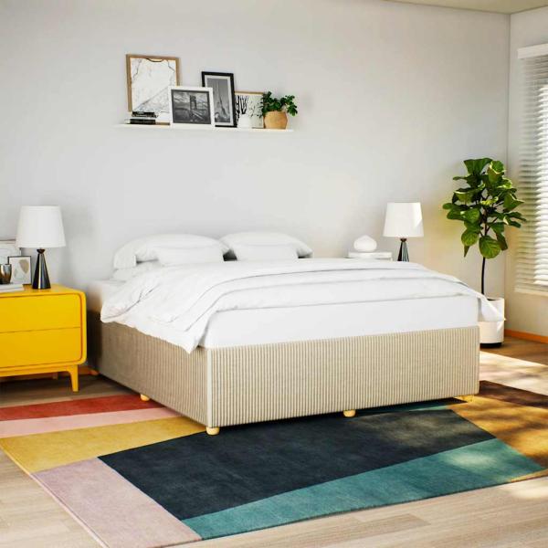 ARDEBO.de - Bettgestell ohne Matratze Creme 200x200 cm Stoff