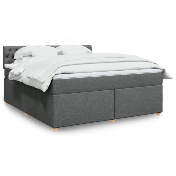 ARDEBO.de - Boxspringbett mit Matratze Dunkelgrau 180x200 cm Stoff