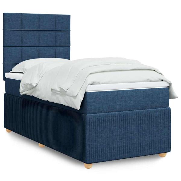 ARDEBO.de - Boxspringbett mit Matratze Blau 90x190 cm Stoff