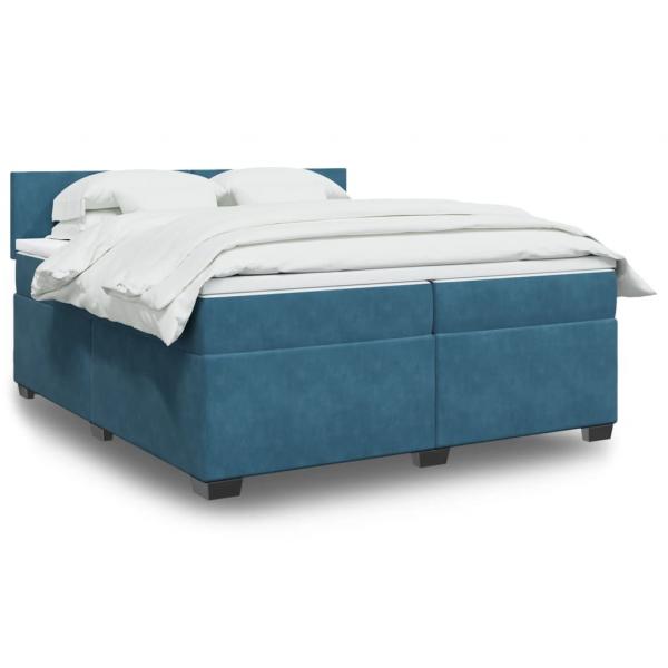 ARDEBO.de - Boxspringbett mit Matratze Dunkelblau 200x200 cm Samt
