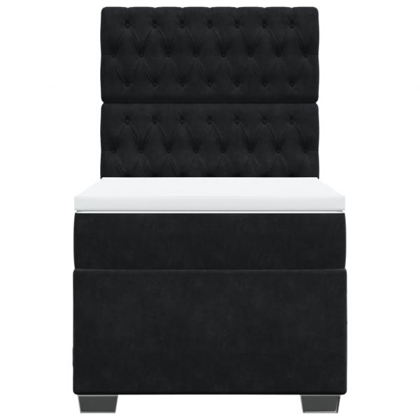 Boxspringbett mit Matratze Schwarz 100x200 cm Samt