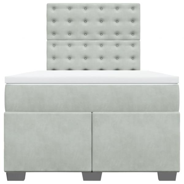 Boxspringbett mit Matratze Hellgrau 120x200 cm Samt