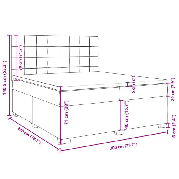 Boxspringbett mit Matratze Schwarz 200x200 cm Samt