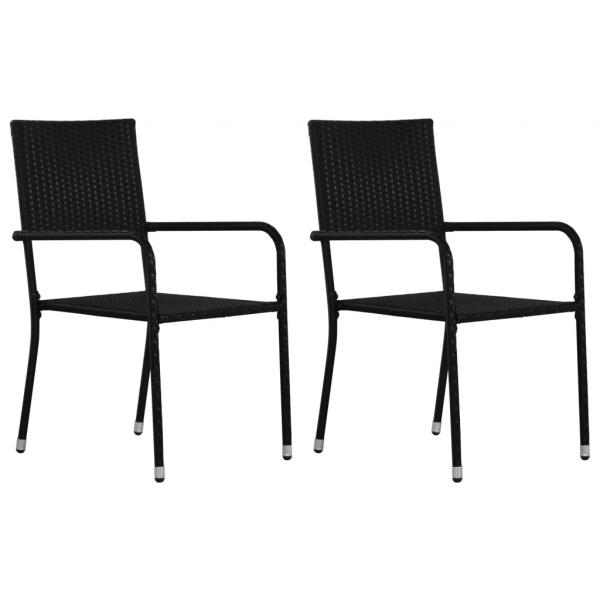 ARDEBO.de - Garten-Essstühle 2 Stk. Stapelbar Schwarz Poly Rattan