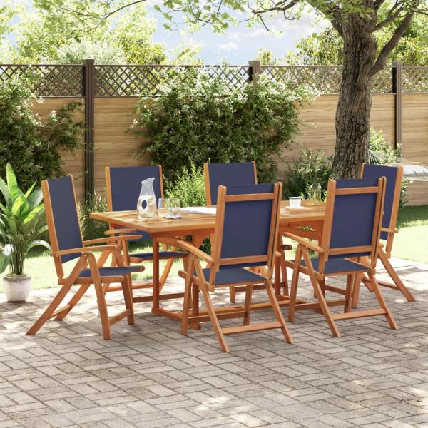 ARDEBO.de - 7-tlg. Garten-Essgruppe Massivholz Akazie und Textilene