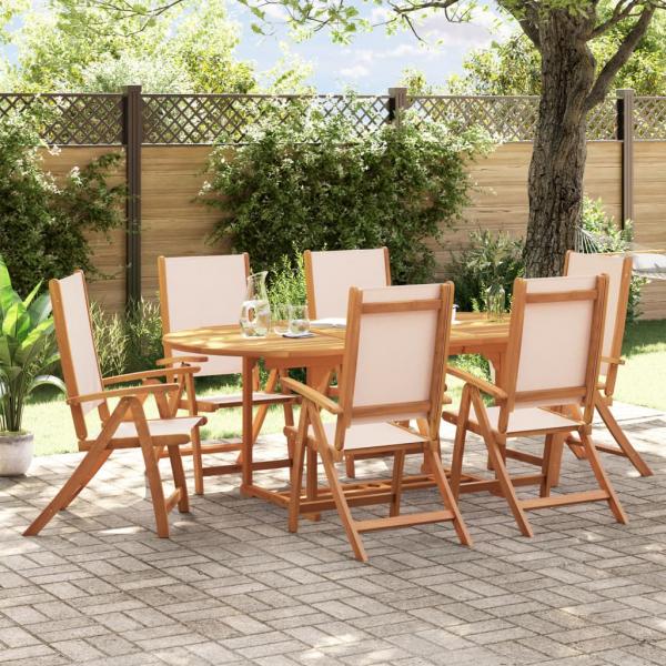 ARDEBO.de - 7-tlg. Garten-Essgruppe Massivholz Akazie und Textilene
