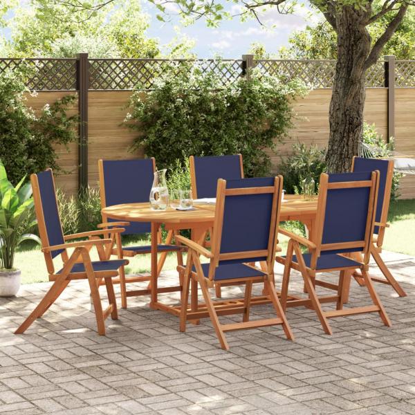 ARDEBO.de - 7-tlg. Garten-Essgruppe Massivholz Akazie und Textilene