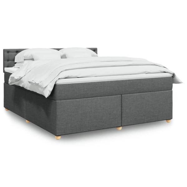 ARDEBO.de - Boxspringbett mit Matratze Dunkelgrau 180x200 cm Stoff