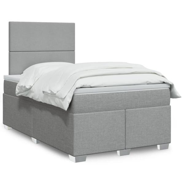 ARDEBO.de - Boxspringbett mit Matratze Hellgrau 120x190 cm Stoff
