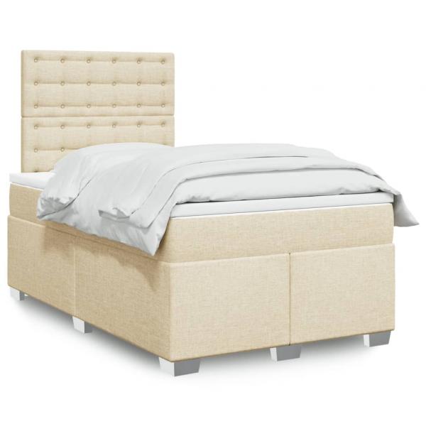 ARDEBO.de - Boxspringbett mit Matratze Creme 120x200 cm Stoff