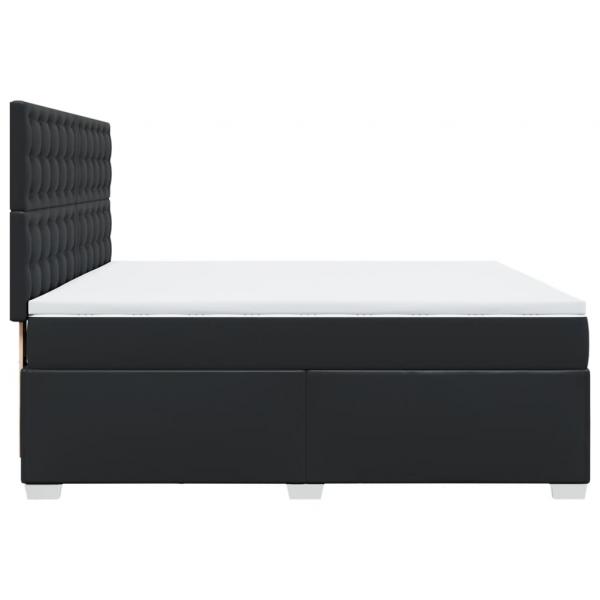 Boxspringbett mit Matratze Schwarz 200x200 cm Kunstleder
