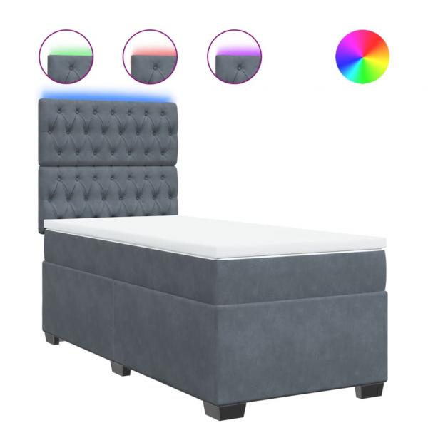 Boxspringbett mit Matratze Dunkelgrau 80x200 cm Samt