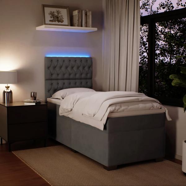 Boxspringbett mit Matratze Dunkelgrau 80x200 cm Samt