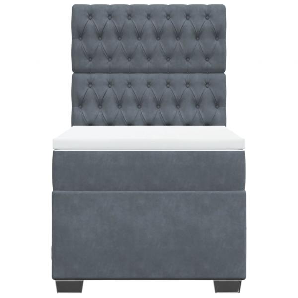 Boxspringbett mit Matratze Dunkelgrau 80x200 cm Samt