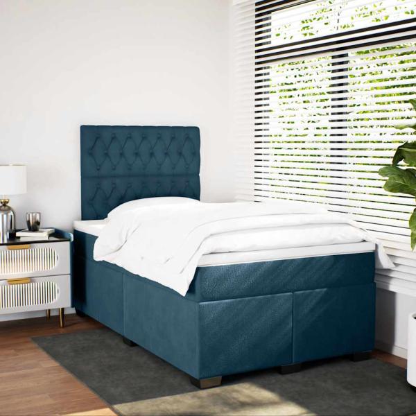 Boxspringbett mit Matratze Blau 120x200 cm Samt
