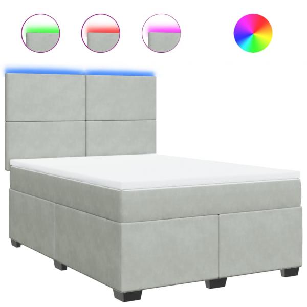 Boxspringbett mit Matratze Hellgrau 140x190 cm Samt
