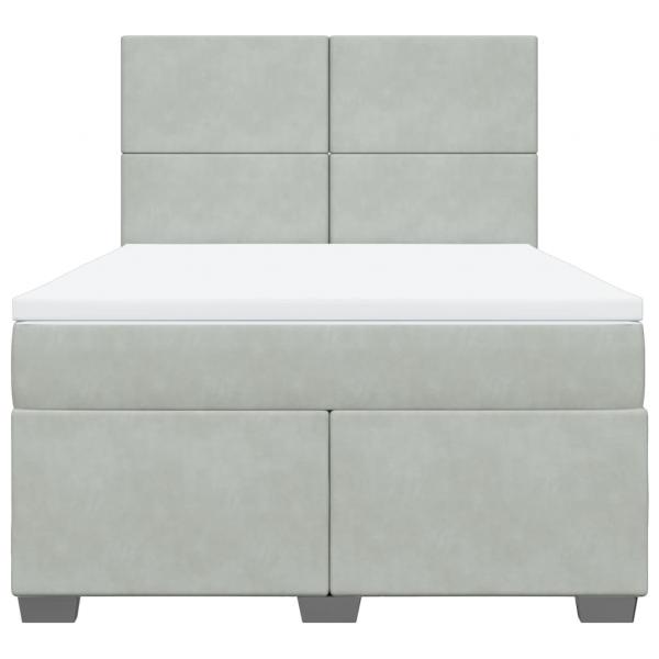 Boxspringbett mit Matratze Hellgrau 140x190 cm Samt