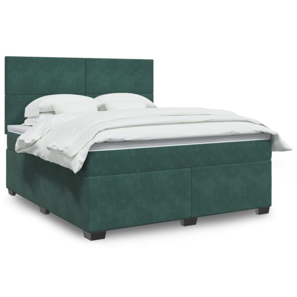 ARDEBO.de - Boxspringbett mit Matratze Dunkelgrün 180x200 cm Samt