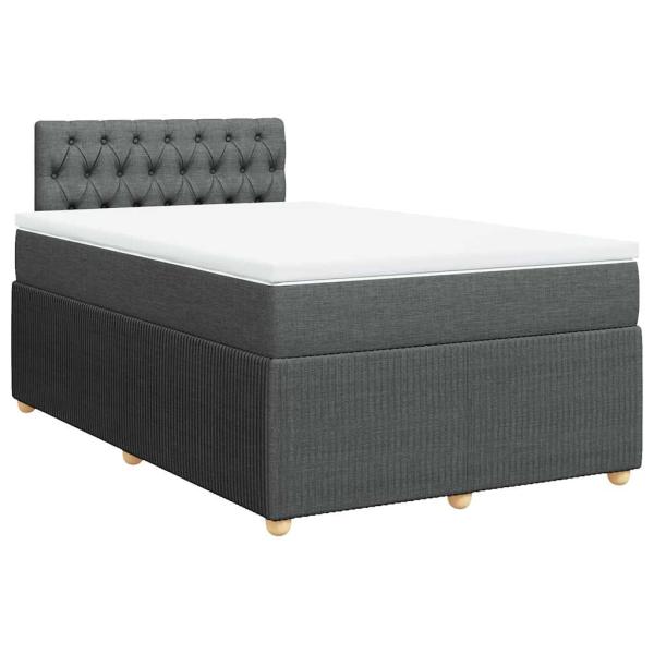 Boxspringbett mit Matratze Dunkelgrau 120x200 cm Stoff