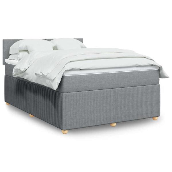 ARDEBO.de - Boxspringbett mit Matratze Hellgrau 140x190 cm Stoff