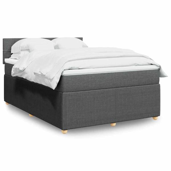 ARDEBO.de - Boxspringbett mit Matratze Dunkelgrau 140x190 cm Stoff