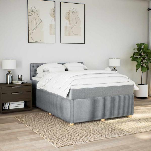 Boxspringbett mit Matratze Hellgrau 140x200 cm Stoff