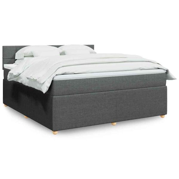 ARDEBO.de - Boxspringbett mit Matratze Dunkelgrau 180x200 cm Stoff