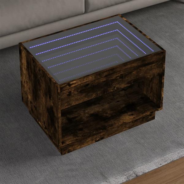 ARDEBO.de - Couchtisch mit Infinity-LED Räuchereiche 70x50x50 cm