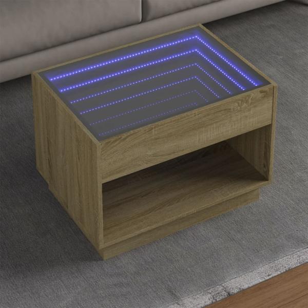 ARDEBO.de - Couchtisch mit Infinity-LED Sonoma-Eiche 70x50x50 cm