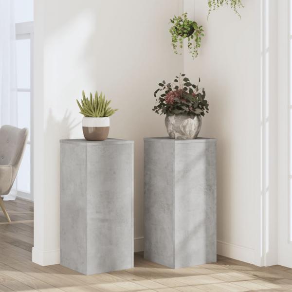 ARDEBO.de - Pflanzenständer 2 Stk. Betongrau 30x30x70 cm Holzwerkstoff