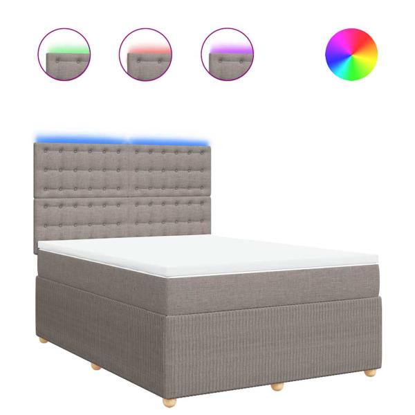 ARDEBO.de - Boxspringbett mit Matratze Taupe 140x200 cm Stoff