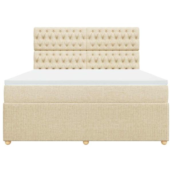 Boxspringbett mit Matratze Creme 180x200 cm Stoff