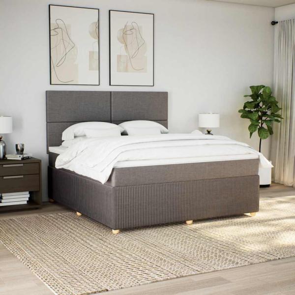 ARDEBO.de - Boxspringbett mit Matratze Taupe 180x200 cm Stoff