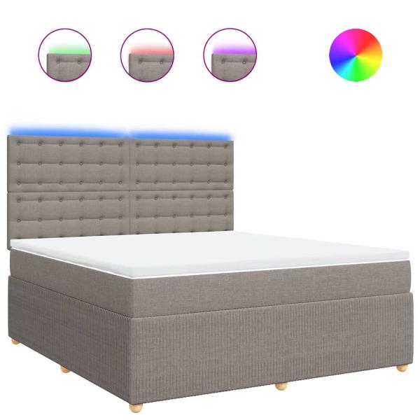 ARDEBO.de - Boxspringbett mit Matratze Taupe 180x200 cm Stoff