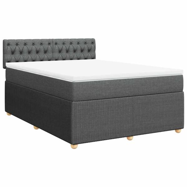 ARDEBO.de - Boxspringbett mit Matratze Dunkelgrau 160x200 cm Stoff