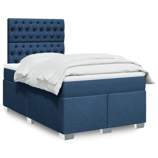 ARDEBO.de - Boxspringbett mit Matratze Blau 120x190 cm Stoff