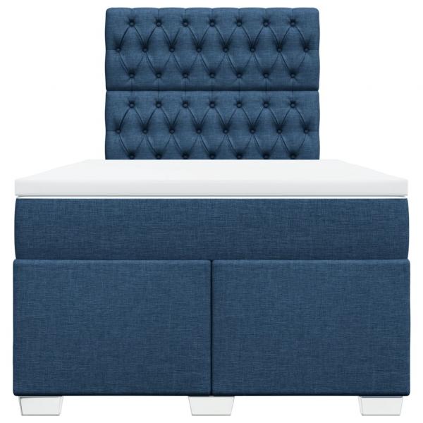 Boxspringbett mit Matratze Blau 120x200 cm Stoff
