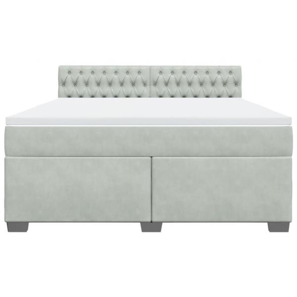 Boxspringbett mit Matratze Hellgrau 180x200 cm Samt