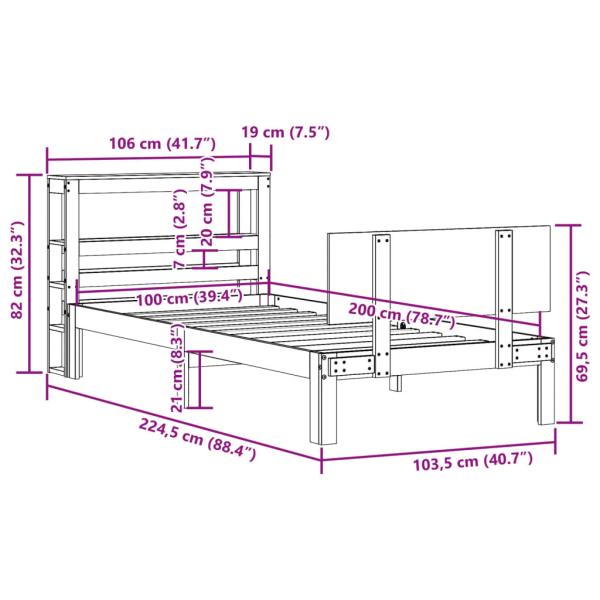 Bettgestell mit Kopfteil ohne Matratze 100x200 cm