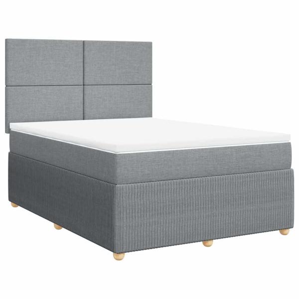 ARDEBO.de - Boxspringbett mit Matratze Hellgrau 140x200 cm Stoff