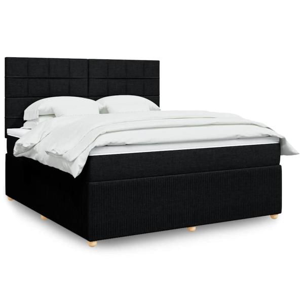 ARDEBO.de - Boxspringbett mit Matratze Schwarz 180x200 cm Stoff