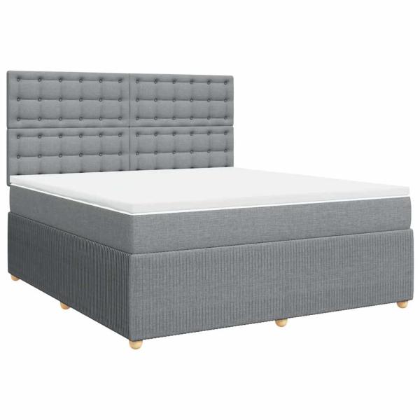 ARDEBO.de - Boxspringbett mit Matratze Hellgrau 180x200 cm Stoff