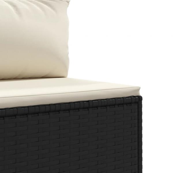 7-tlg. Garten-Sofagarnitur mit Kissen Schwarz Poly Rattan