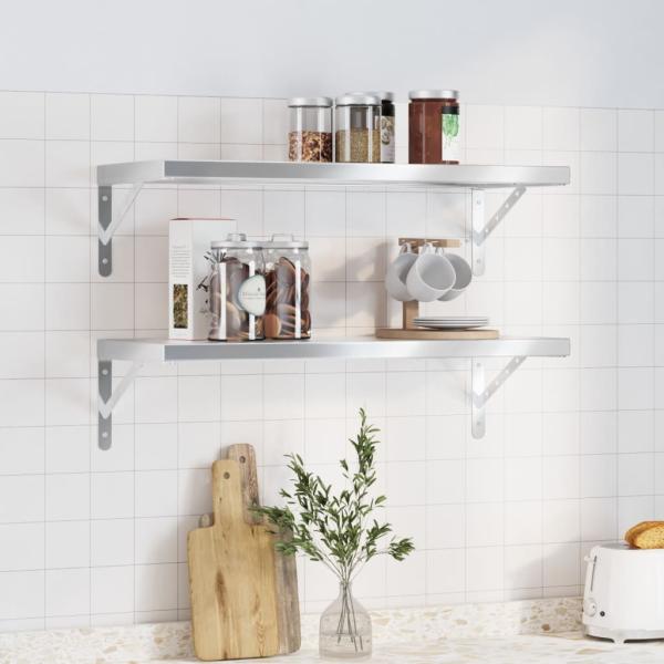 ARDEBO.de - Wandregale 2 Stk. 75x30 cm Silbern Edelstahl