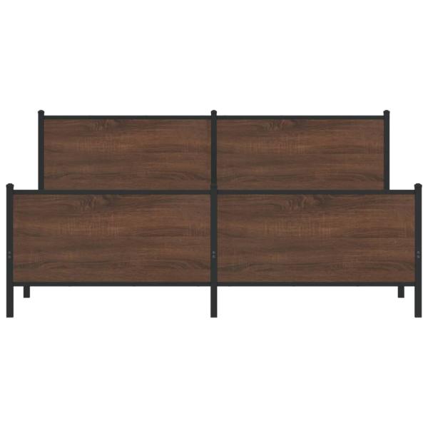 Metallbett ohne Matratze Braun Eichen-Optik 193x203 cm