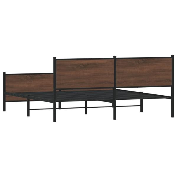 Metallbett ohne Matratze Braun Eichen-Optik 193x203 cm